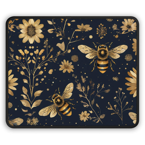 Bees on Navy Gaming Mouse Pad