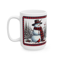 Adirondack Snowman Lumberjack Plaid Ceramic Mug (15oz)