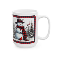 Adirondack Snowman Lumberjack Plaid Ceramic Mug (15oz)