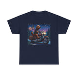 Chocolate Labradoodle Motorcycle Adirondacks America Unisex 100% Cotton Tee