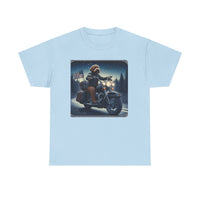 Chocolate Labradoodle Motorcycle Adirondacks Unisex 100% Cotton Tee