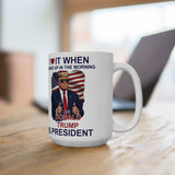 Patriotic Two Thumbs Up “I Love Waking Up in the Morning” Political Ceramic Mug (15oz)