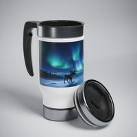 Adirondack Moose Aurora Borealis 14oz Stainless Steel Travel Mug with Handle