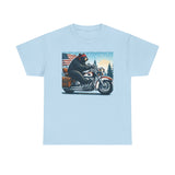 Black Bear Riding Free Motorcycle Unisex 100% Cotton Tee