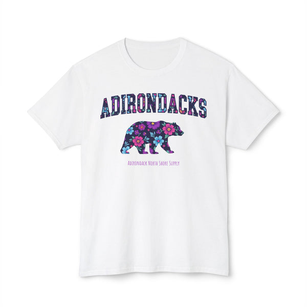Adirondacks Bear Floral Purple HD Cotton T-Shirt