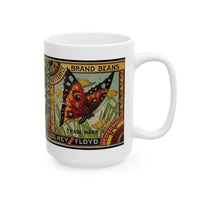 Olney & Floyd Butterfly Brand Golden Wax Stringless Beans Label Ceramic Mug (15oz)