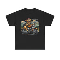 Golden Retriever Golden Hour Motorcycle Adirondacks Unisex 100% Cotton Tee