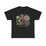 Golden Retriever Golden Hour Motorcycle Adirondacks Unisex 100% Cotton Tee