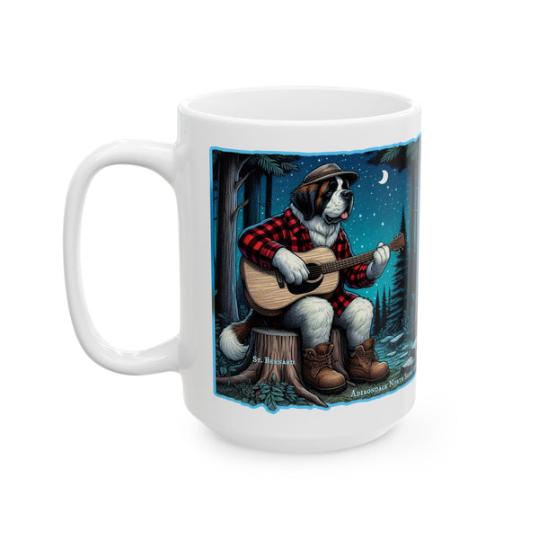 St. Bernard Playing Guitar Ceramic Mug (11oz or 15oz)