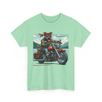 Pittie Riding Motorcycle Adirondacks Unisex 100% Cotton Tee