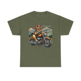 Golden Retriever Golden Hour Motorcycle Adirondacks Unisex 100% Cotton Tee