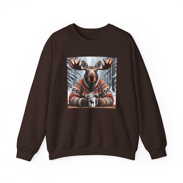 Mr. Moose Morning Coffee Unisex Heavy Blend Crewneck Sweatshirt