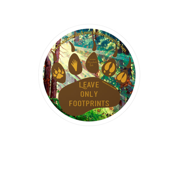 Leave Only Footprints Adirondack Park Vinyl Decal Blue/Yellow with Sunny Pine