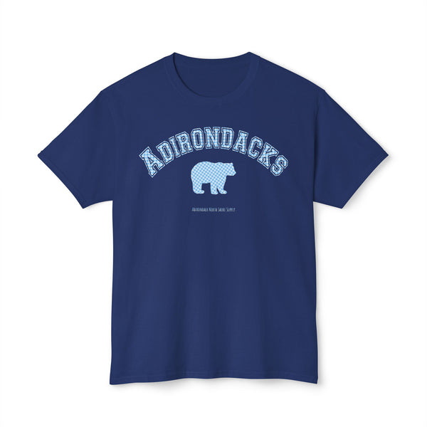 Adirondacks Black Bear Blue Gingham HD Cotton T-Shirt