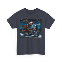 Night Riding Moose Motorcycle Adirondacks Unisex 100% Cotton Tee