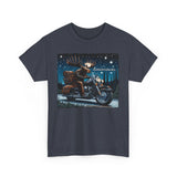 Night Riding Moose Motorcycle Adirondacks Unisex 100% Cotton Tee