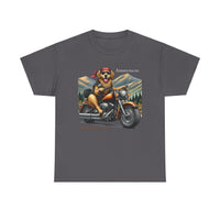 Golden Retriever Golden Hour Motorcycle Adirondacks Unisex 100% Cotton Tee