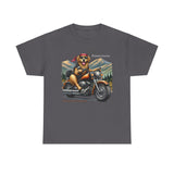 Golden Retriever Golden Hour Motorcycle Adirondacks Unisex 100% Cotton Tee