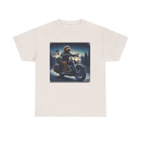 Chocolate Labradoodle Motorcycle Adirondacks Unisex 100% Cotton Tee