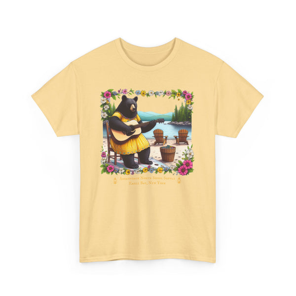 Black Bear Folk Singer Adirondacks Unisex 100% Cotton Tee