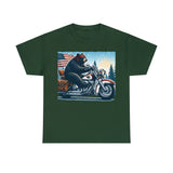 Black Bear Riding Free Motorcycle Unisex 100% Cotton Tee