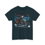 Night Riding Moose Motorcycle Adirondacks Unisex 100% Cotton Tee