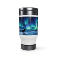 Adirondack Moose Aurora Borealis 14oz Stainless Steel Travel Mug with Handle