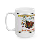 Olney & Floyd Butterfly Brand Red Kidney Beans Label Ceramic Mug (15oz)