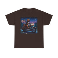 Chocolate Labradoodle Motorcycle Adirondacks America Unisex 100% Cotton Tee