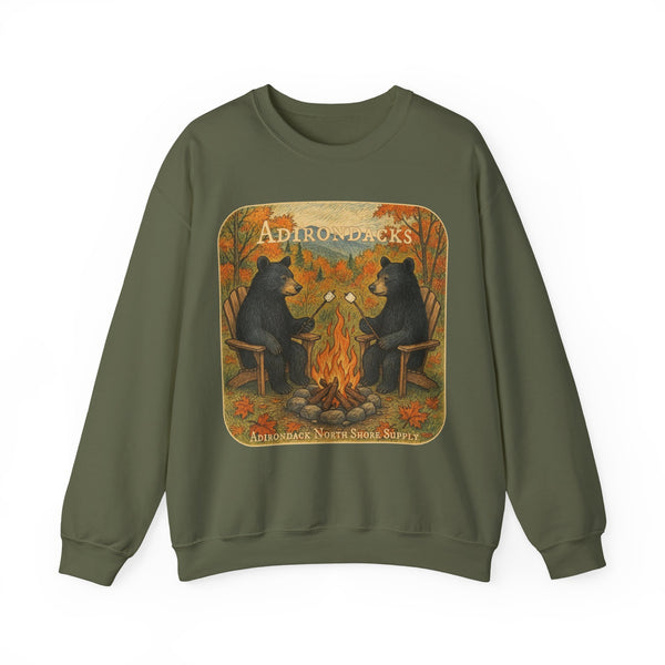 Adirondack Chairs Marshmallow Roasting Bears Unisex Heavy Blend Crewneck Sweatshirt