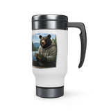 Adirondack Angler Black Bear Fishing 14oz Stainless Steel Travel Mug with Handle🎣