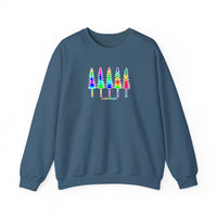 Row of Snowy Pines Neon Unisex Heavy Blend Crewneck Sweatshirt