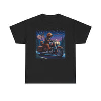 Chocolate Labradoodle Motorcycle Adirondacks America Unisex 100% Cotton Tee