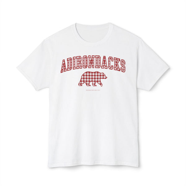 Adirondacks Black Bear Red Gingham HD Cotton T-Shirt