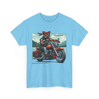 Pittie Riding Motorcycle Adirondacks Unisex 100% Cotton Tee