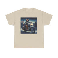 Chocolate Labradoodle Motorcycle Adirondacks Unisex 100% Cotton Tee