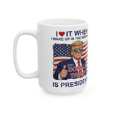Patriotic Thumbs Up “I Love Waking Up in the Morning” Political Ceramic Mug (15oz)