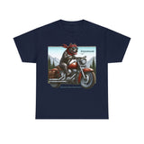 Pittie Riding Motorcycle Adirondacks Unisex 100% Cotton Tee