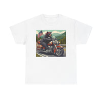 Black Bear Riding Motorcycle Adirondacks Unisex 100% Cotton Tee