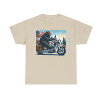 Black Bear Riding Free Motorcycle Unisex 100% Cotton Tee