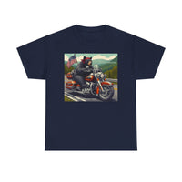 Black Bear Riding Motorcycle Adirondacks Unisex 100% Cotton Tee