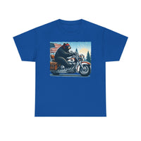 Black Bear Riding Free Motorcycle Unisex 100% Cotton Tee