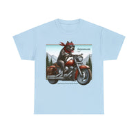 Pittie Riding Motorcycle Adirondacks Unisex 100% Cotton Tee