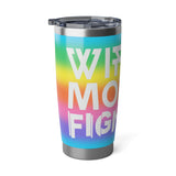 Wife - Mom - Fighter - Breast Cancer Awareness - 20oz Double-Wall Insulated Stainless Steel Hot or Cold Tumbler