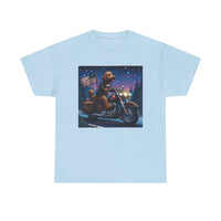 Chocolate Labradoodle Motorcycle Adirondacks America Unisex 100% Cotton Tee