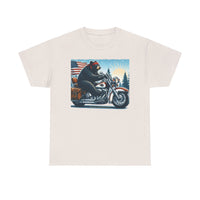 Black Bear Riding Free Motorcycle Unisex 100% Cotton Tee