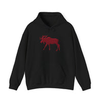 Adirondacks Moose Red and Black Plaid Unisex Gildan Heavy Blend Hooded Sweatshirt