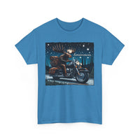 Night Riding Moose Motorcycle Adirondacks Unisex 100% Cotton Tee