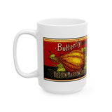 Olney & Floyd Butterfly Brand Boston Marrow Squash Label Ceramic Mug (15oz)