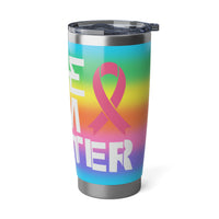 Wife - Mom - Fighter - Breast Cancer Awareness - 20oz Double-Wall Insulated Stainless Steel Hot or Cold Tumbler